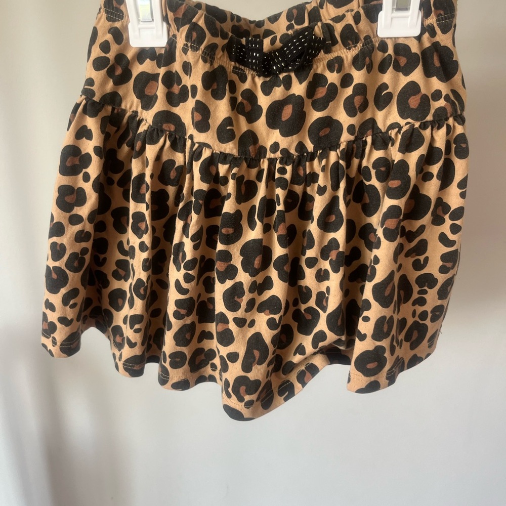 Leopard Print Skirt with Bow Accent